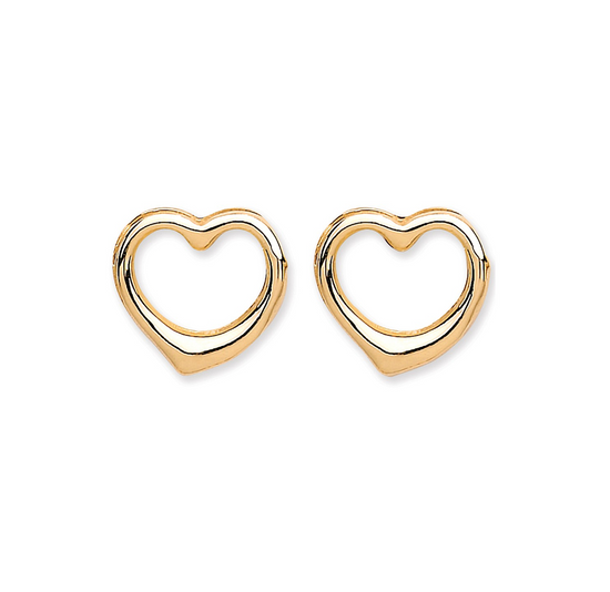 Yellow Gold Heart Stud Earrings