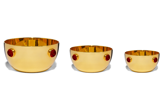 Gold Plated Garnet Bowl Set