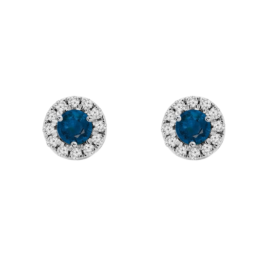 Birthstone Halo Earrings - Sapphire