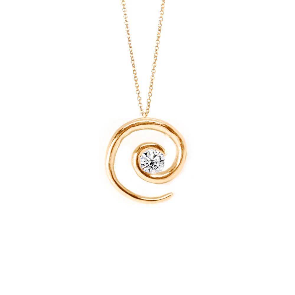 Rose Gold Spiral Diamond Necklace