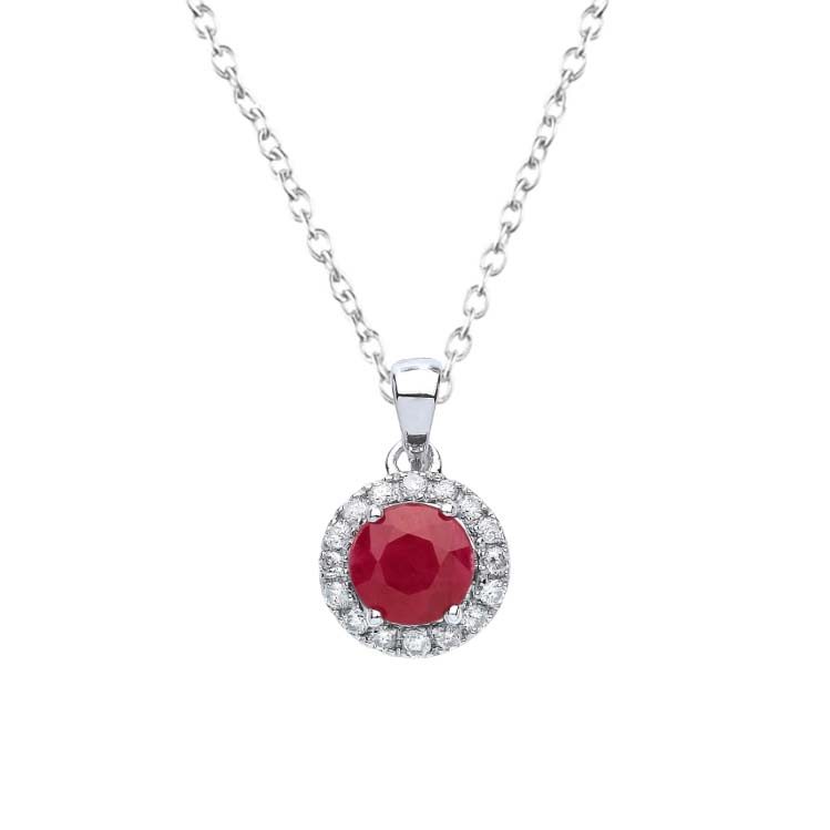 White Gold Ruby and Diamond Necklace