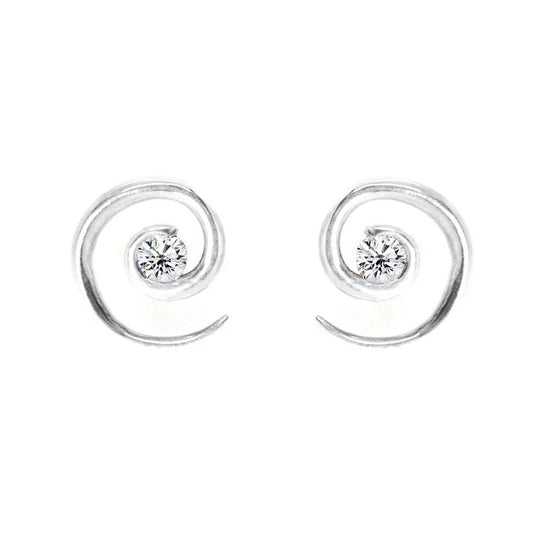 White Gold Spiral Diamond Earrings