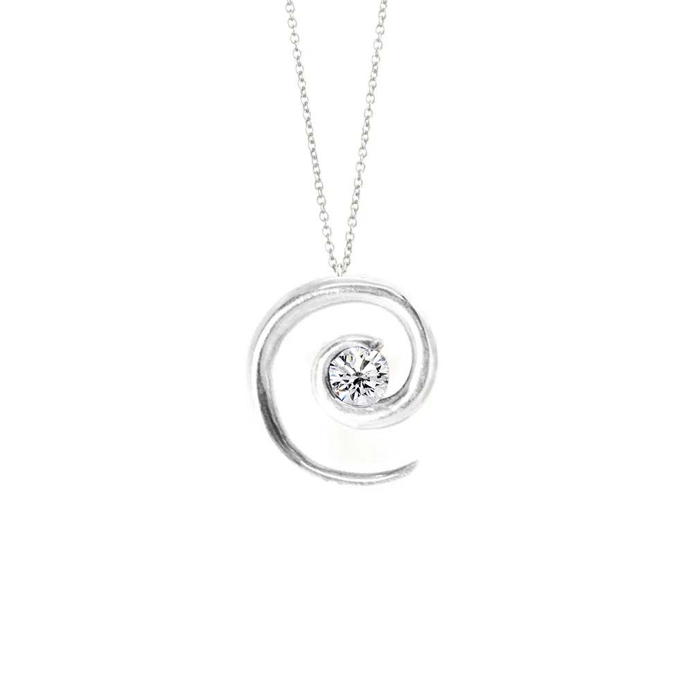 White Gold Spiral Diamond Necklace