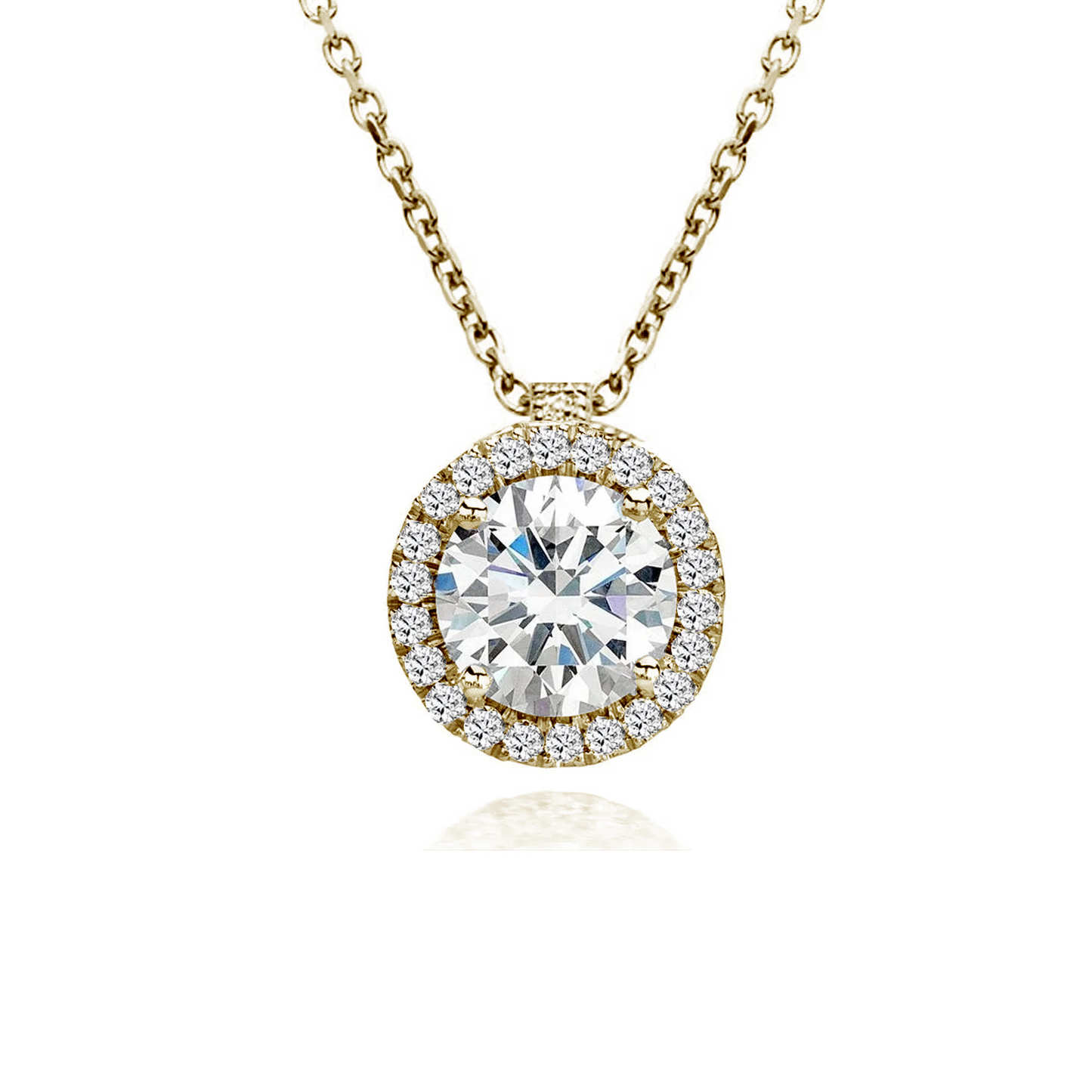 Yellow Gold Diamond Halo Necklace