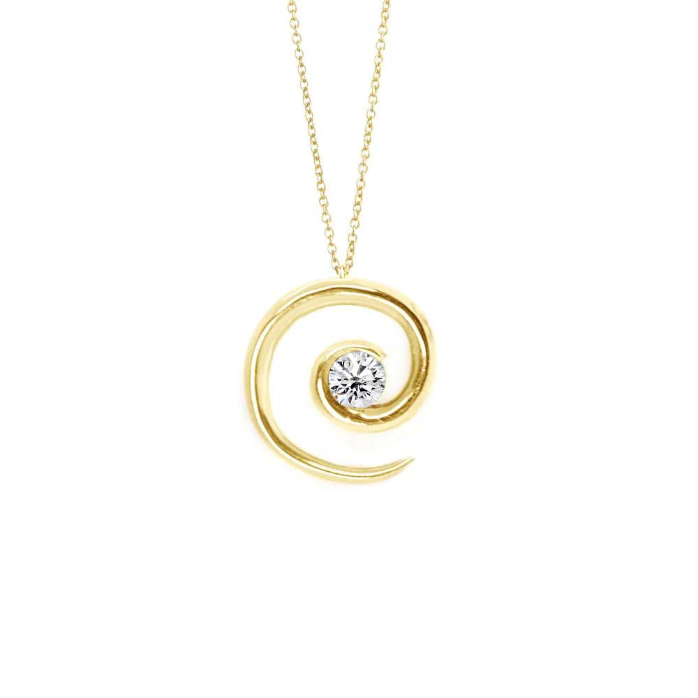 Yellow Gold Spiral Diamond Necklace