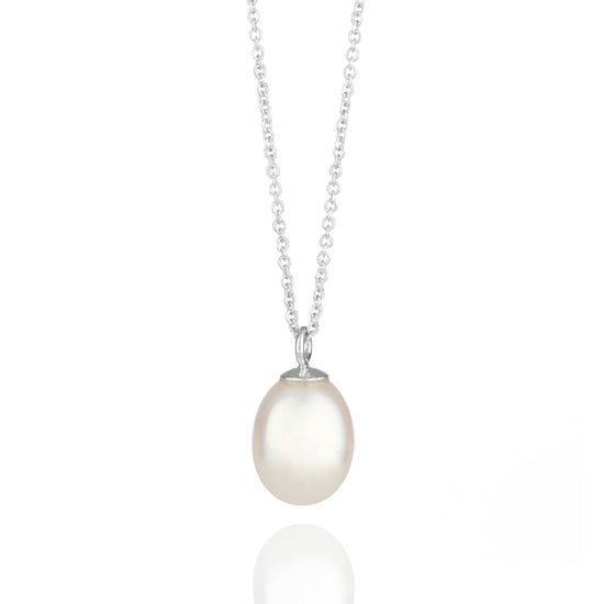9ct Silver Pearl Drop Necklace | Augustine Jewels | Pearl Jewellery