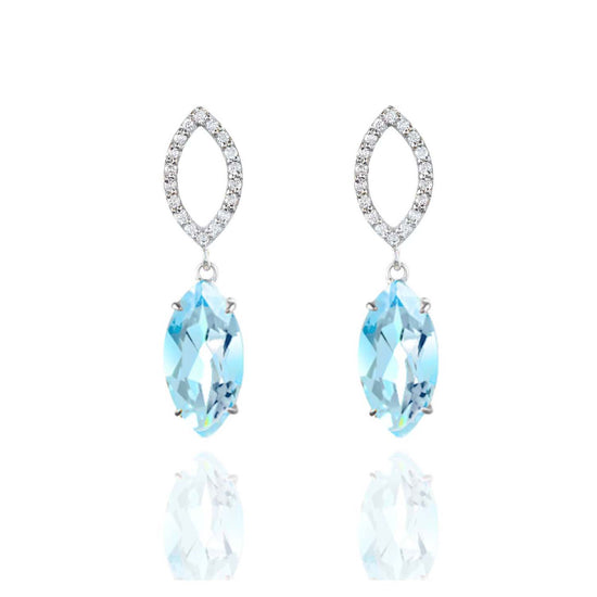 Blue topaz and Diamond Drop Earrings