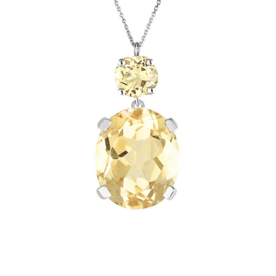 Sterling Silver Citrine Drop Necklace