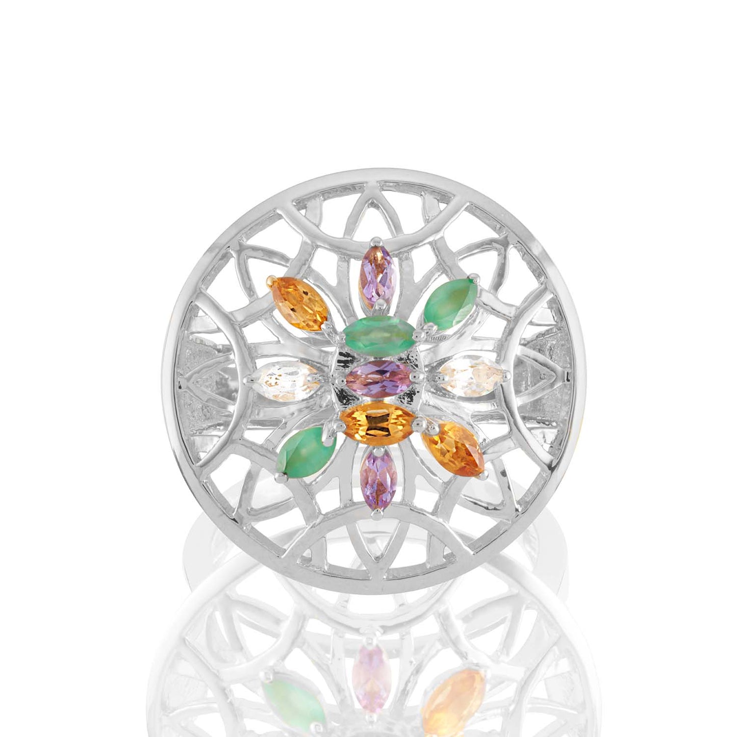 white topaz, agate, purple amethyst, citrine ring  in silver | Augustine Jewels | English Gardens Collection