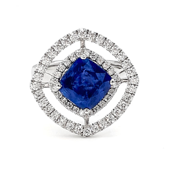 Bespoke Kyanite Diamond Halo Ring | Augustine Jewels | Gemstone Jewellery