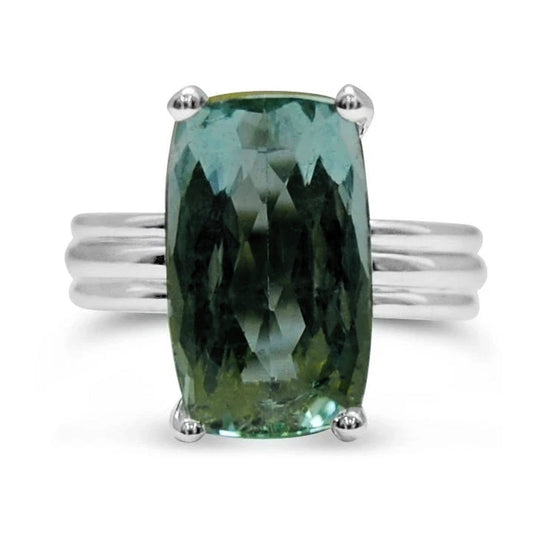 18ct White Gold Mint Tourmaline Bespoke Cocktail Ring | Augustine Jewels