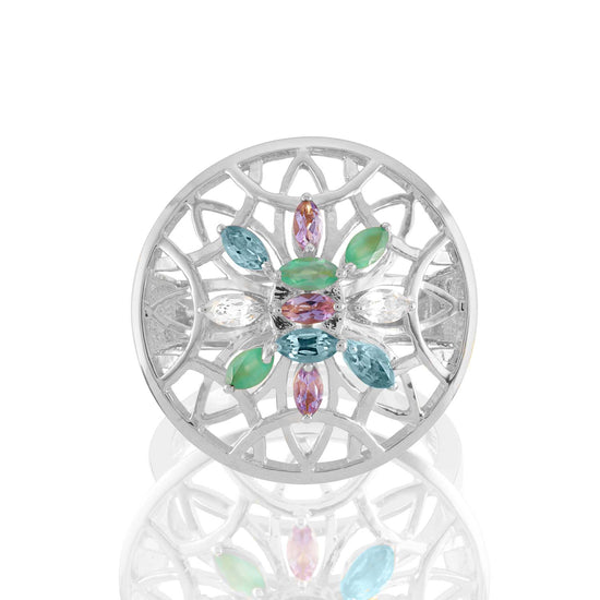 white and blue topaz, agate, purple amethyst, citrine ring  in white gold | Augustine Jewels | English Gardens Collection