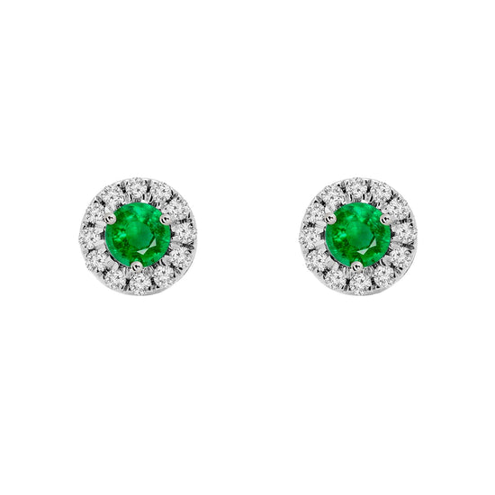 Emerald Birthstone Halo Earrings