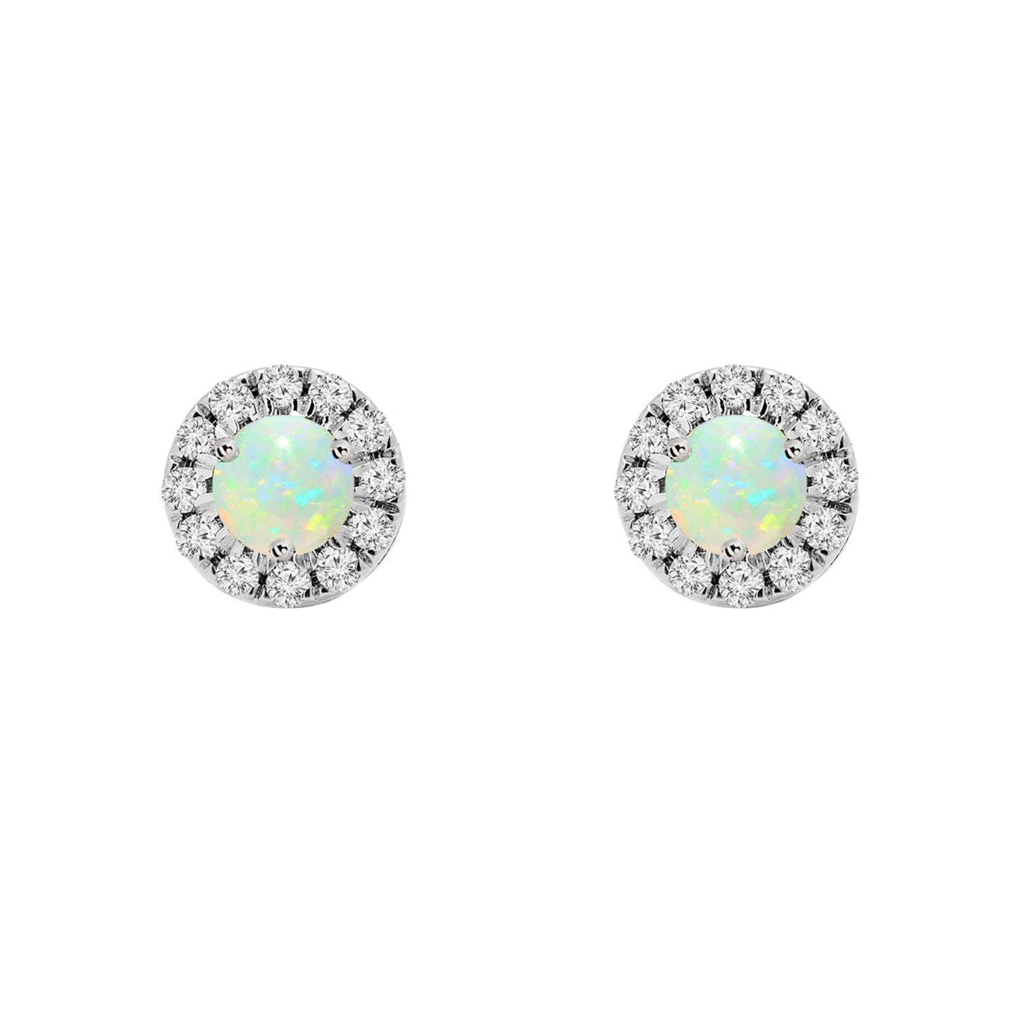Opal Birthstone Halo Earrings