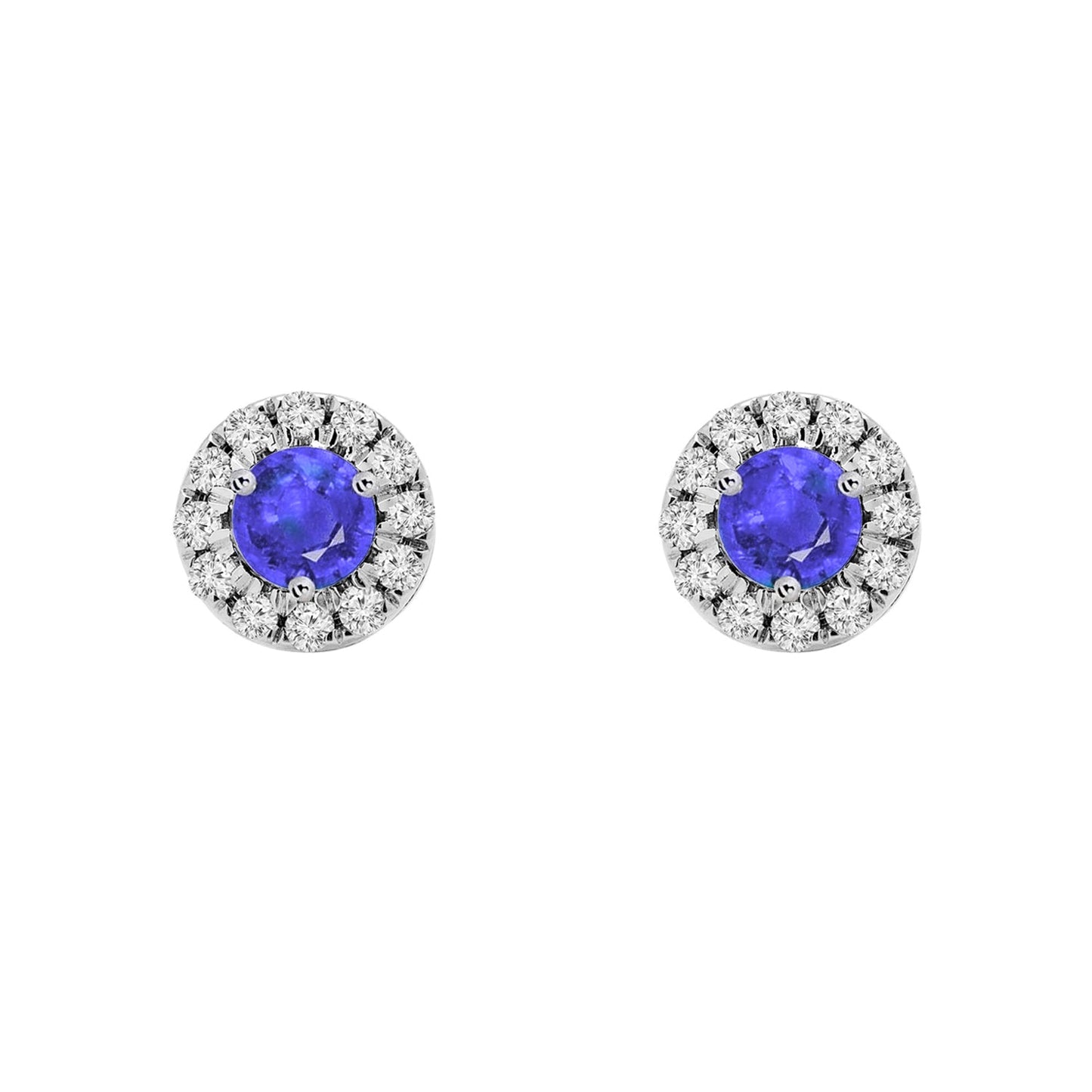 Birthstone Halo Earrings - Tanzanite