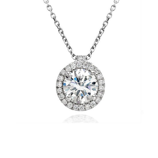 18ct White Gold Diamond Halo Necklace
