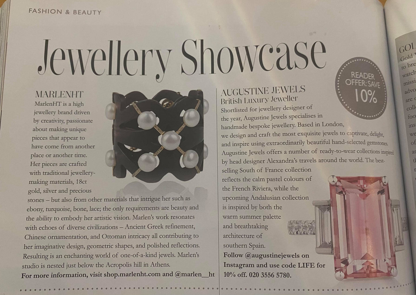 Augustine Jewels featured in Chelsea Life