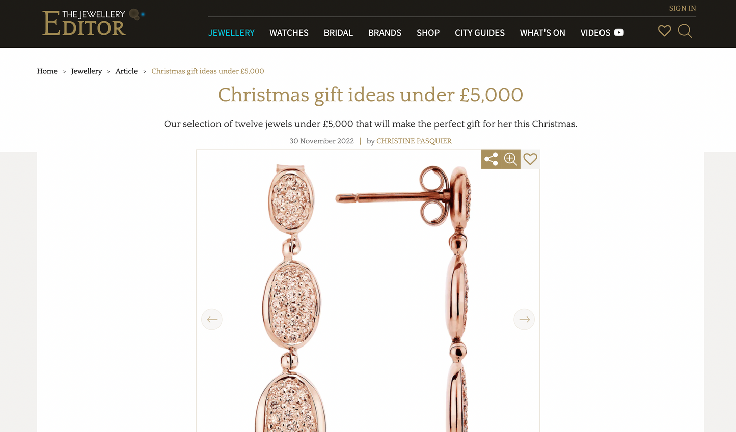 Augustine Jewels Feature in The Jewellery Editor's Christmas Gift Guide