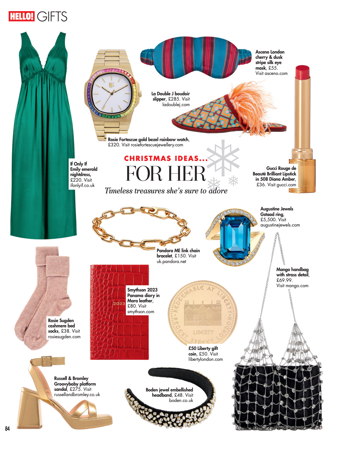 Augustine Jewels Feature in Hello! Magazine Christmas Gift Guide