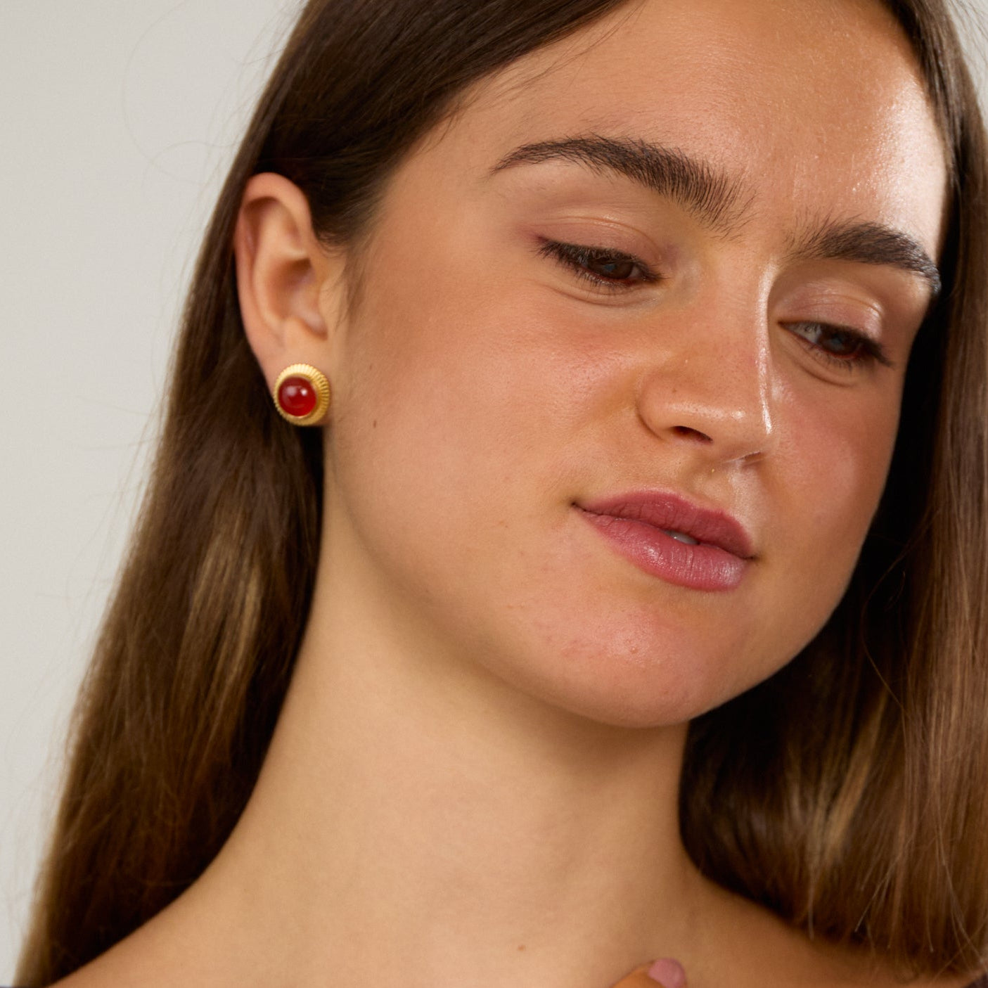 Egyptian Stud Earrings with Carnelian