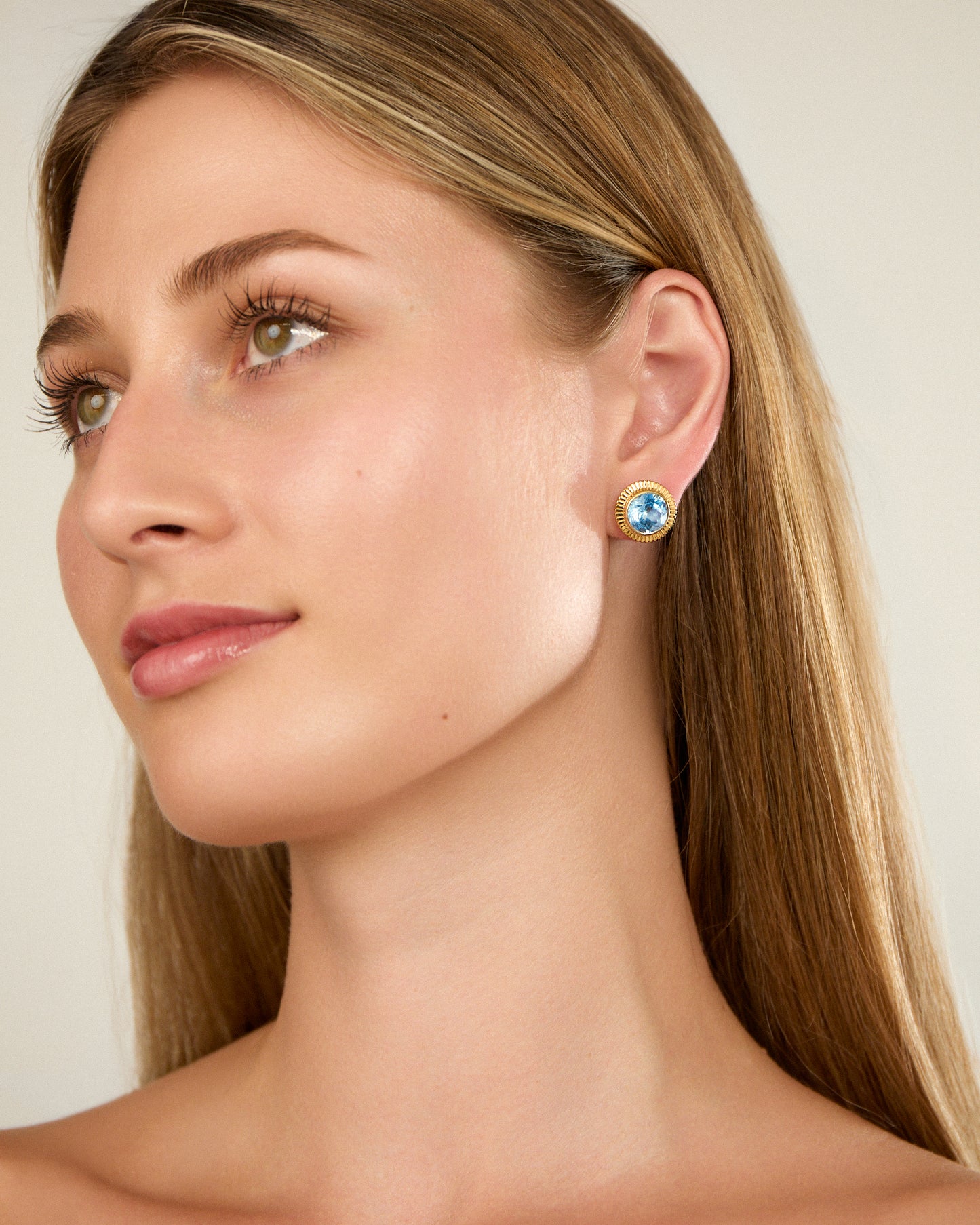 Egyptian Stud Earrings with Sky Blue Topaz