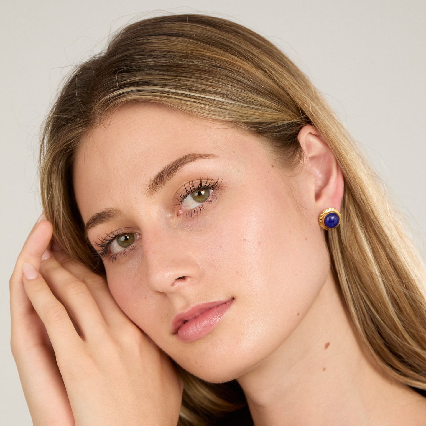 Egyptian Stud Earrings with Lapis Lazuli