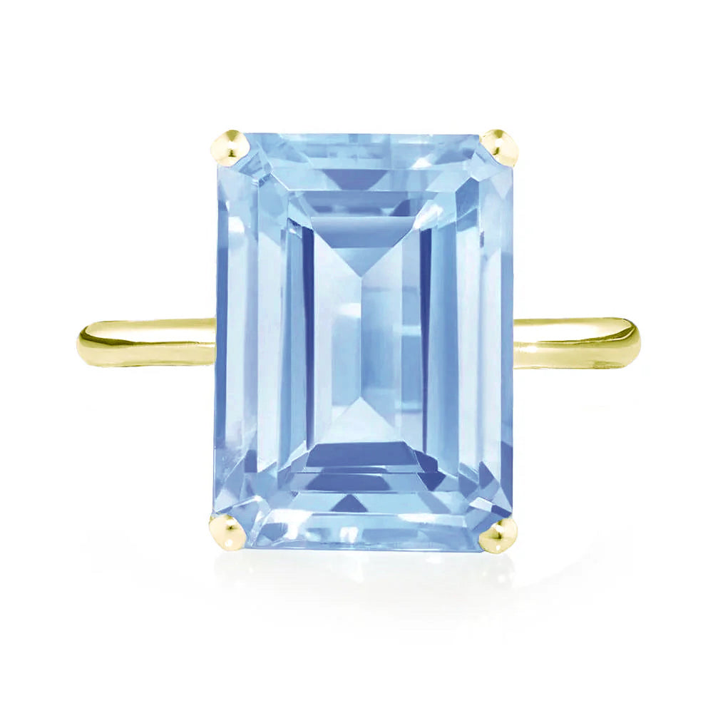 18ct Yellow Gold Aquamarine Octagon Ring - Augustine Jewels