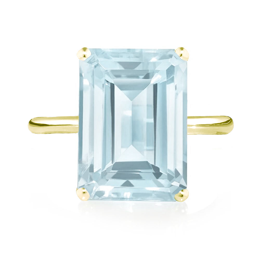 Yellow Gold Aquamarine Octagon Ring - Augustine Jewels