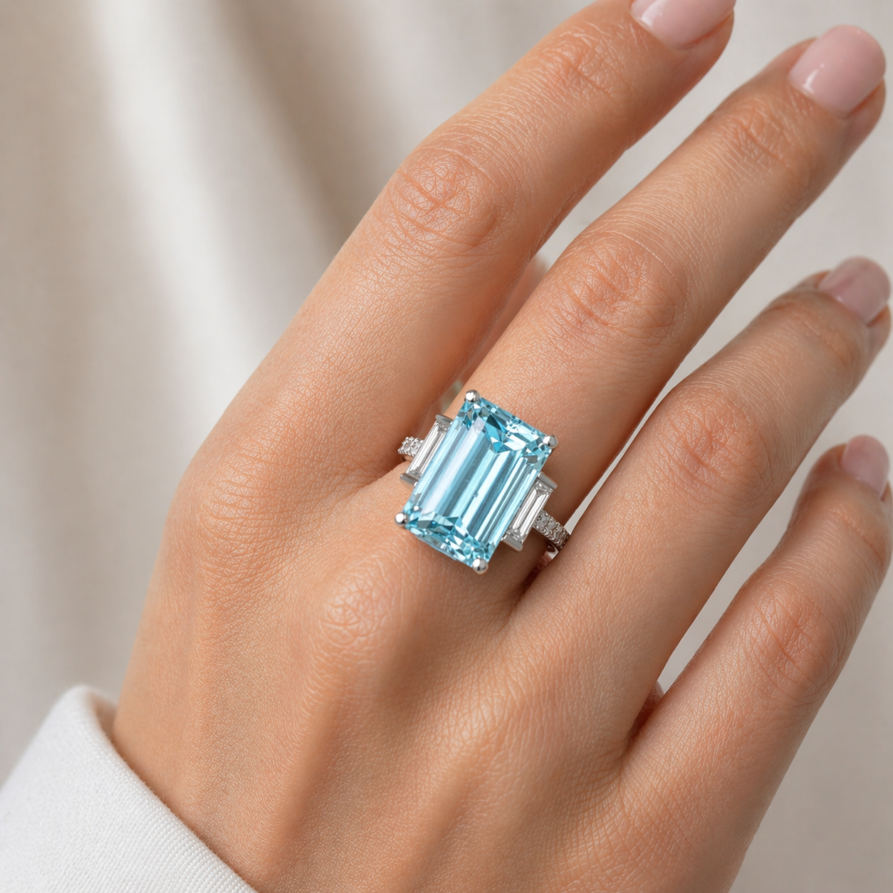 Aquamarine and Diamond Ring