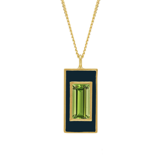 Load image into Gallery viewer, Peridot and Blue Enamel Drop Necklace
