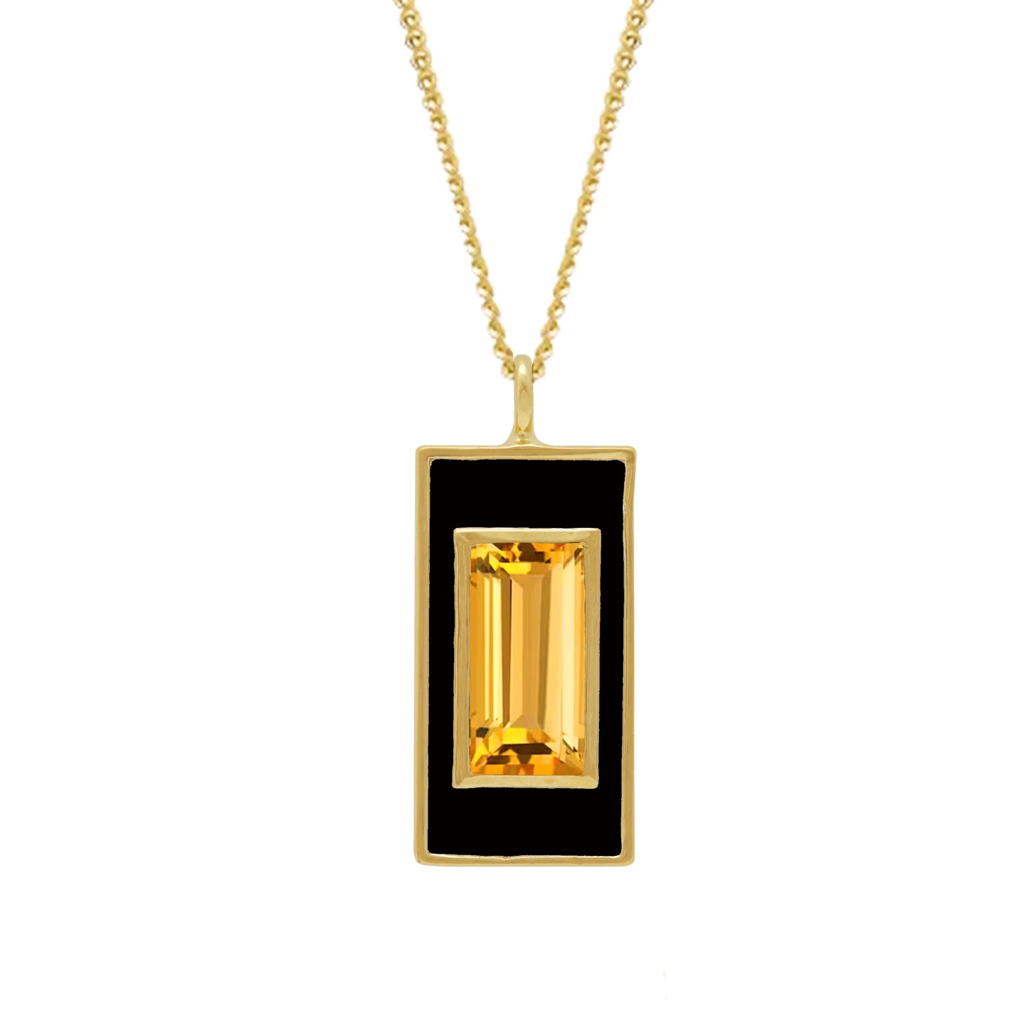 Citrine and Black Enamel Drop Necklace - Augustine Jewels