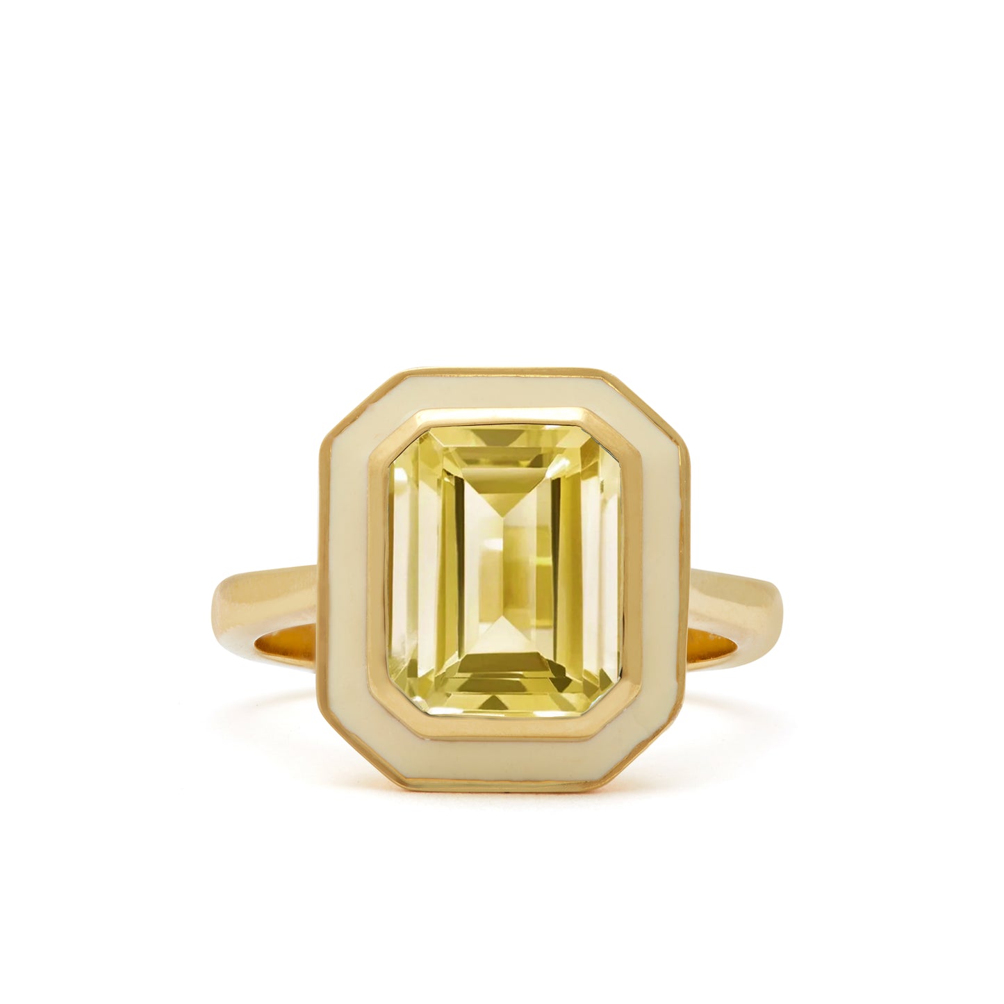 Citrine and Cream Enamel Cocktail Ring - Augustine Jewels