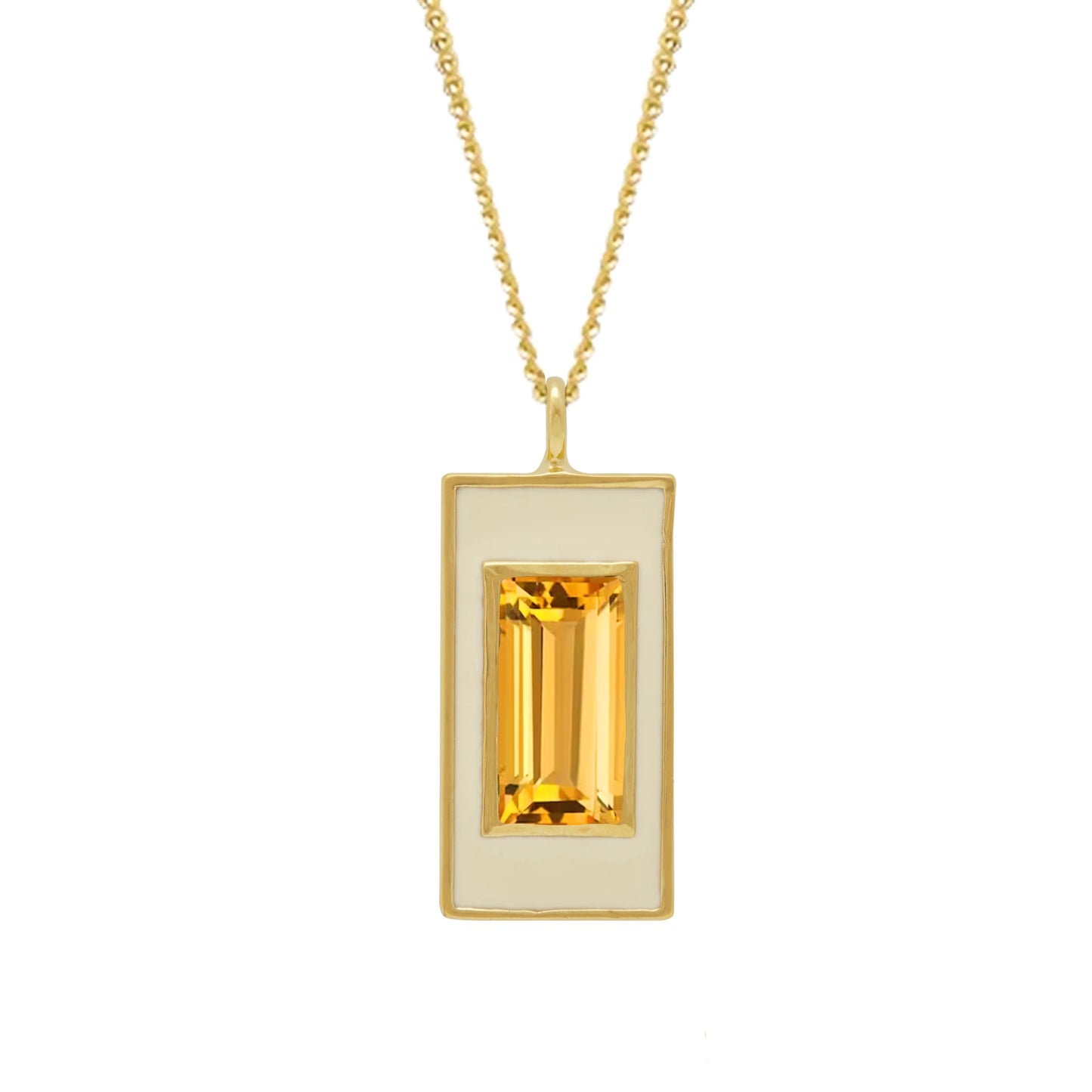 Citrine and Cream Enamel Drop Necklace - Augustine Jewels