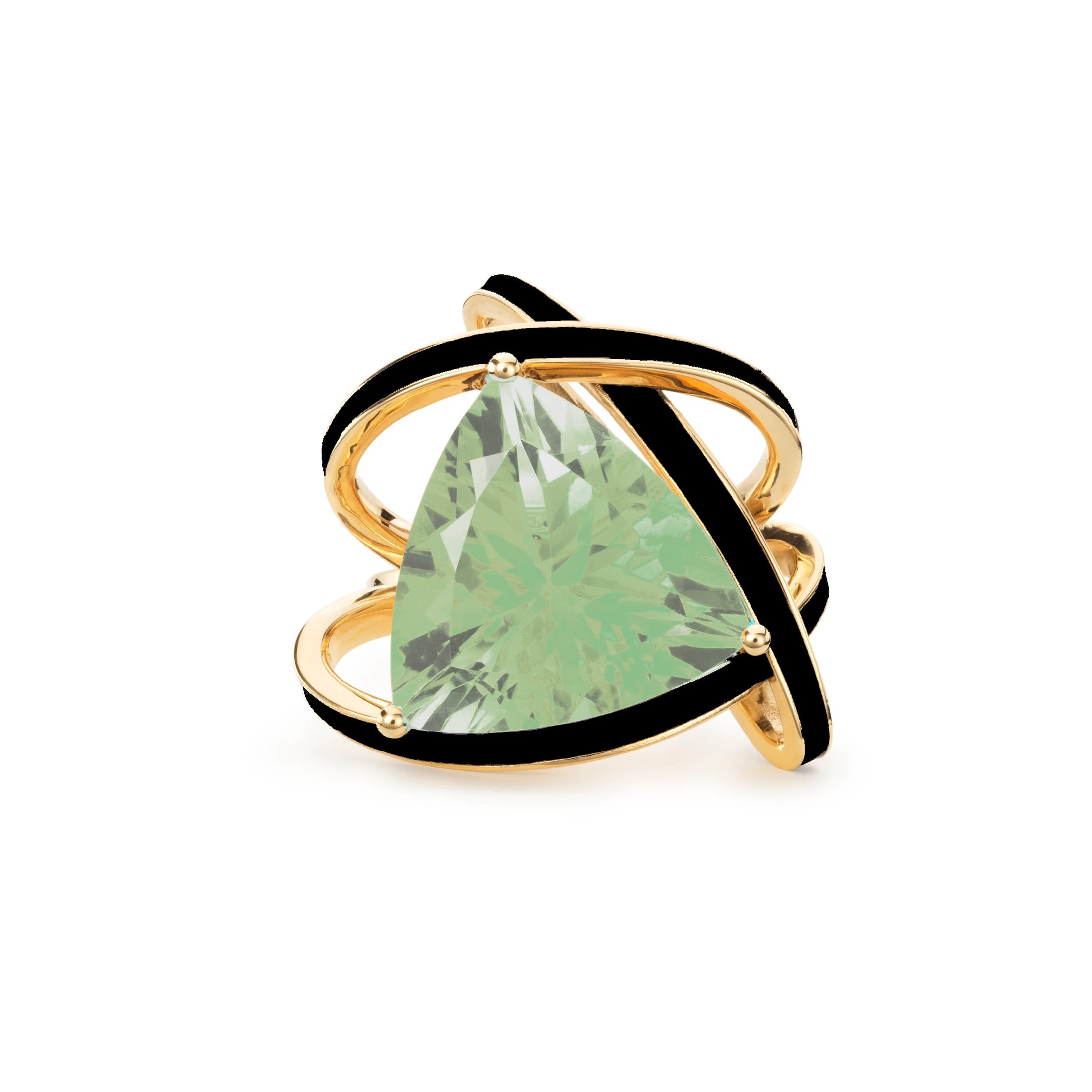 Green Amethyst and Black Enamel Aurora Statement Ring