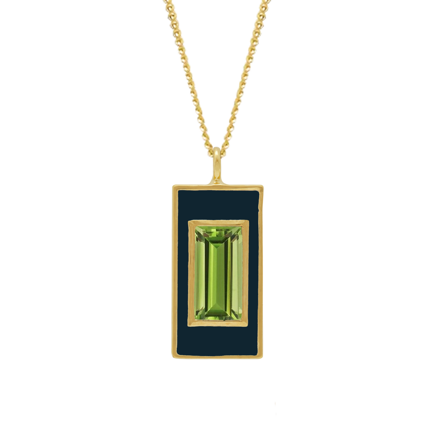 Peridot and Navy Enamel Drop Necklace - Augustine Jewels