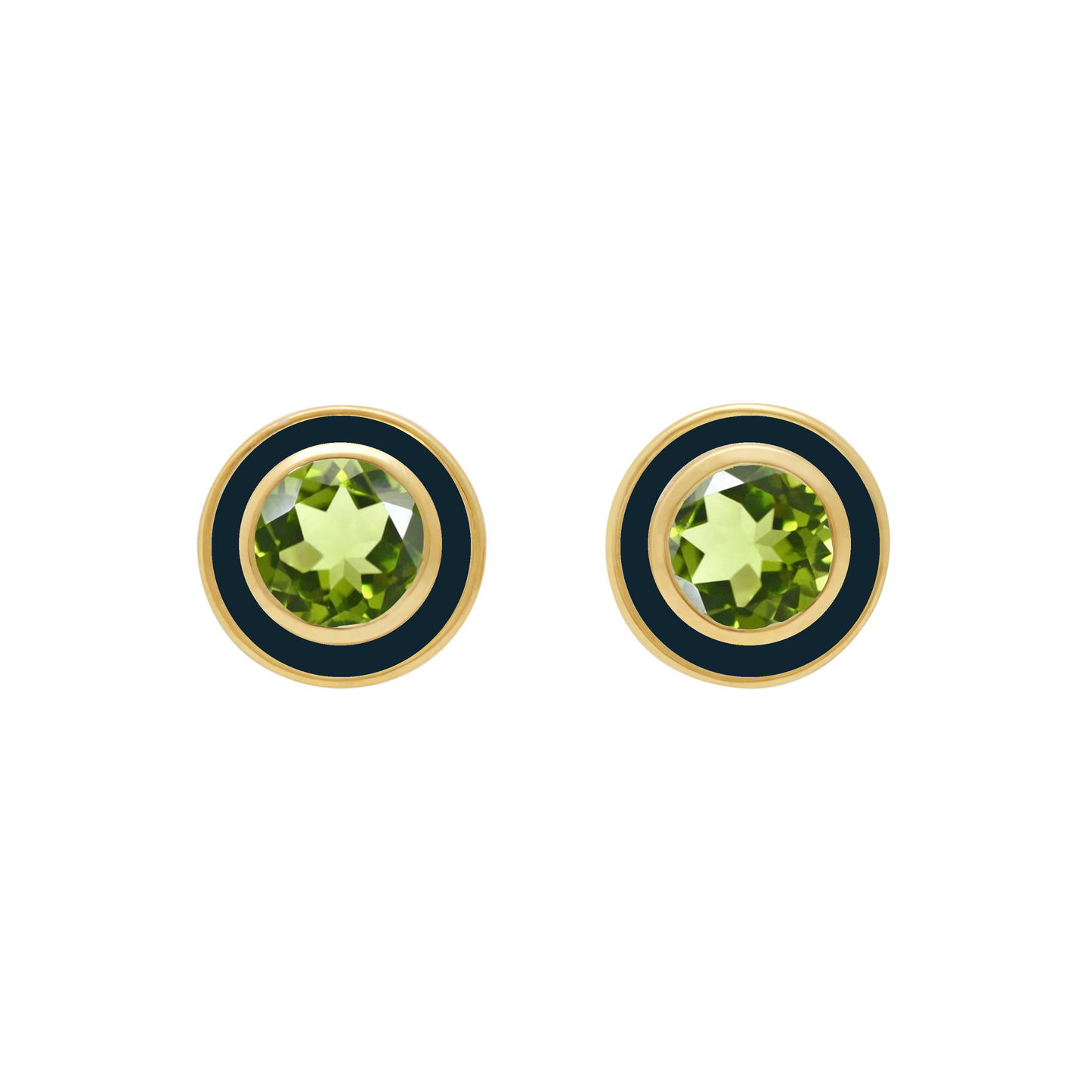 Peridot and Navy Enamel Stud Earrings - Augustine Jewels