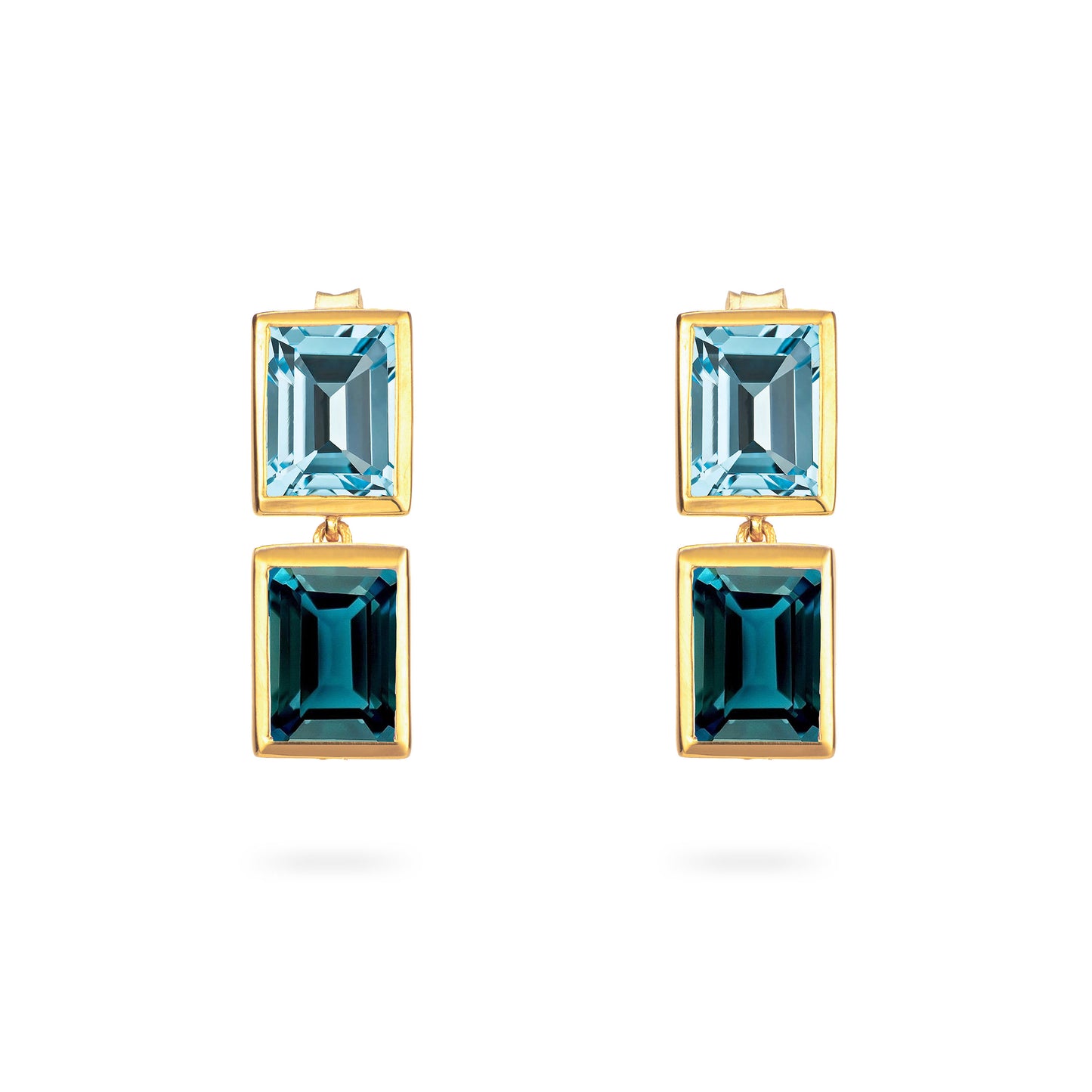Sky Blue and Teal Topaz 2 Drop Earrings - Augustine Jewels