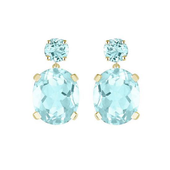 Sky Blue Topaz Yellow Gold Drop Earrings | Augustine Jewels | South of France Jewellery Collection