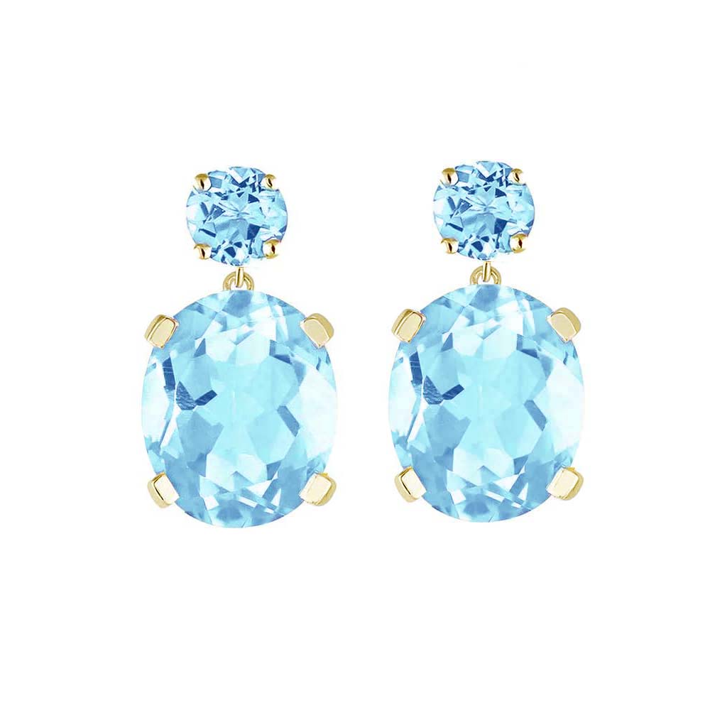 Yellow Gold Sky Blue Topaz Drop Earrings Augustine Jewels
