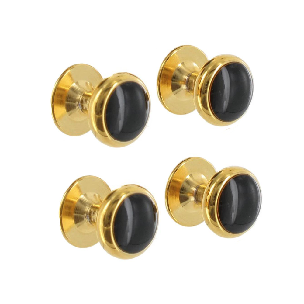 Hematite Shirt Studs in Gold - Augustine Jewels