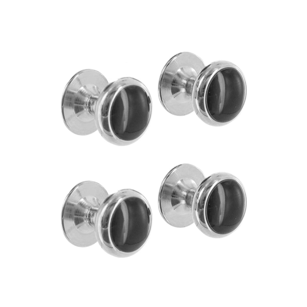 Hematite Shirt Studs in Silver - Augustine Jewels