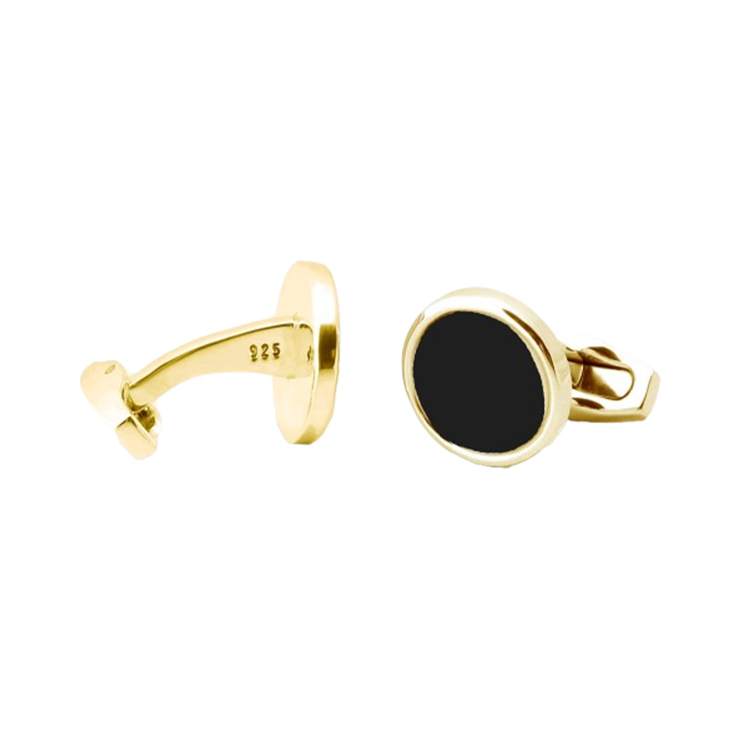 Yellow Gold Plated Onyx Cufflinks - Augustine Jewels