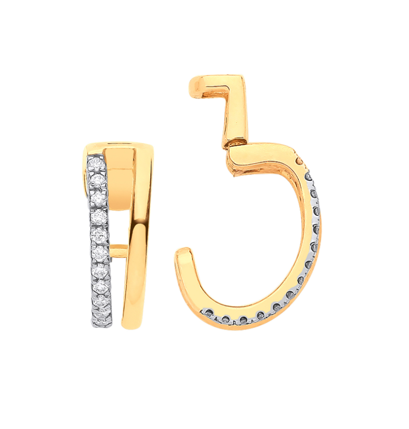 9ct Yellow Gold Diamond Cuff Earring - Augustine Jewels