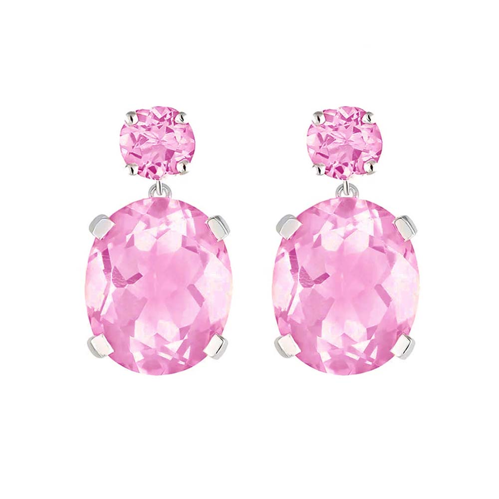 Sterling Silver or White Gold Pink Topaz Drop Earrings