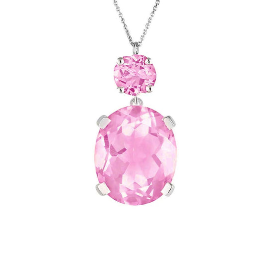 Sterling Silver Pink Topaz Drop Necklace
