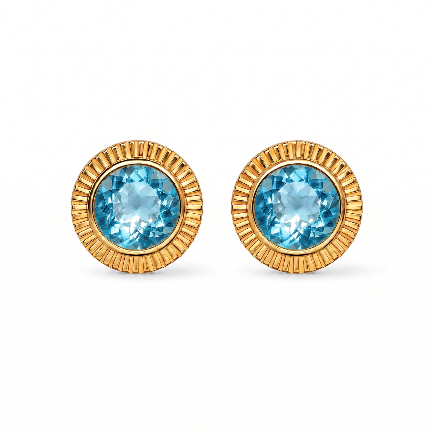 Egyptian Stud Earrings with Sky Blue Topaz