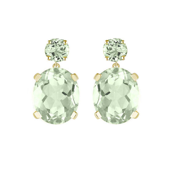 Yellow Gold Green Amethyst Drop Earrings Augustine Jewels London