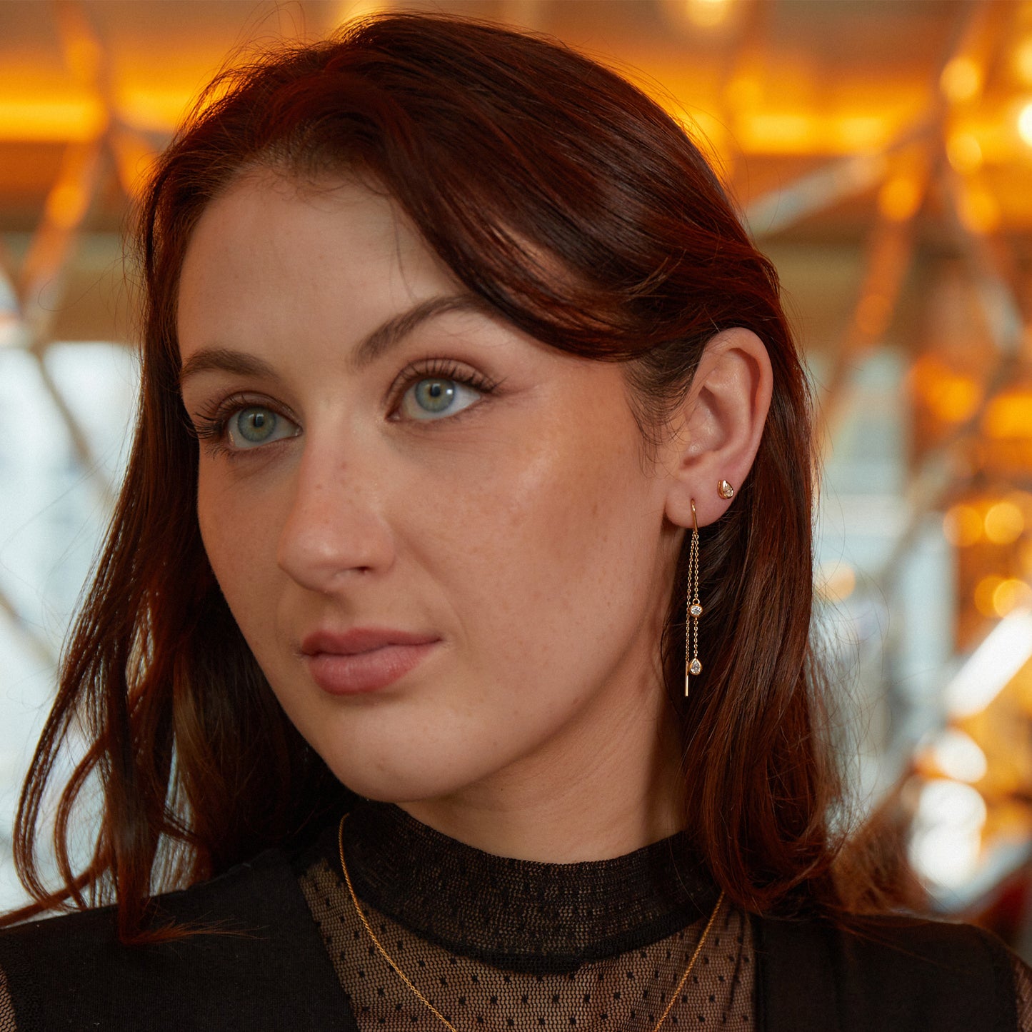 Delicate Gold Diamond Threader Earrings - Augustine Jewels