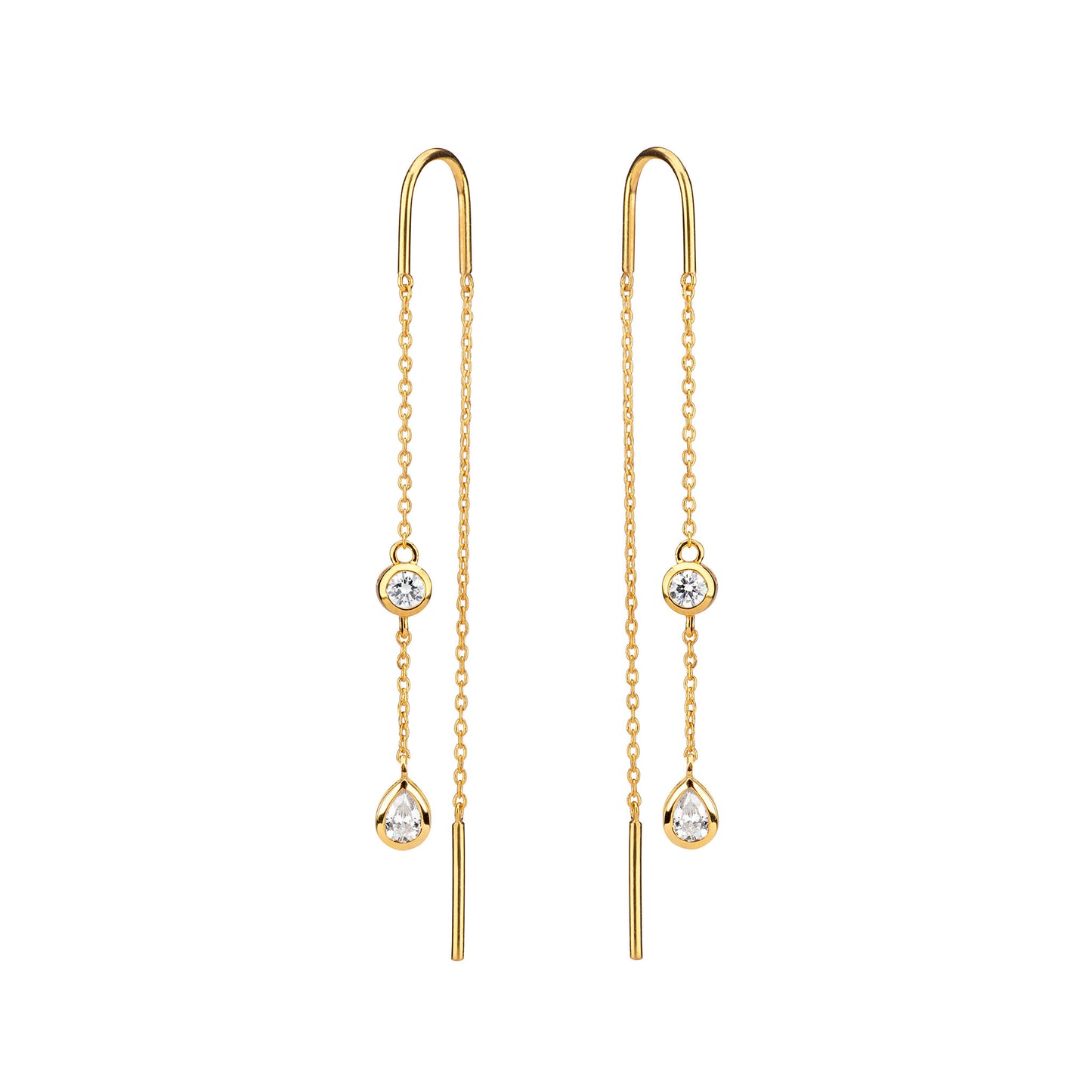 Delicate Gold Diamond Threader Earrings - Augustine Jewels