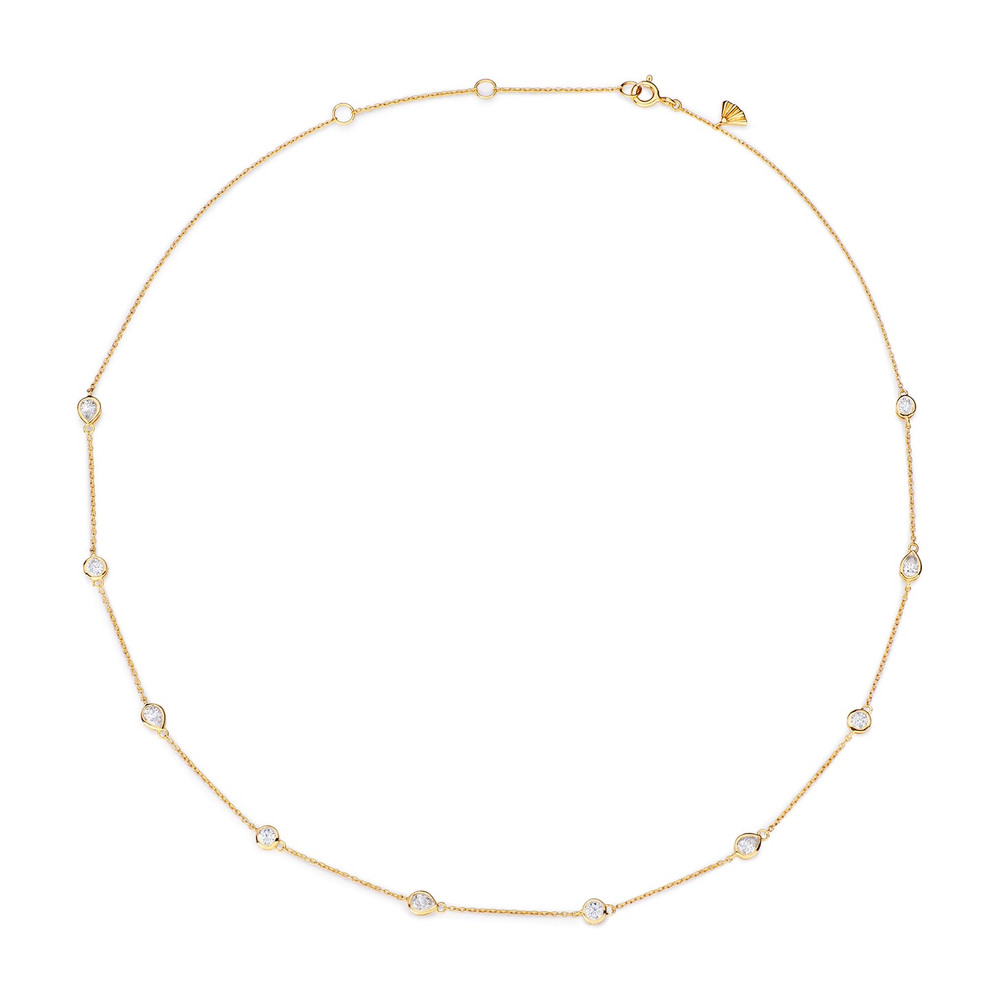 Skyline Yellow Gold Pear and Round Cut Diamond Necklace - Augustine Jewels